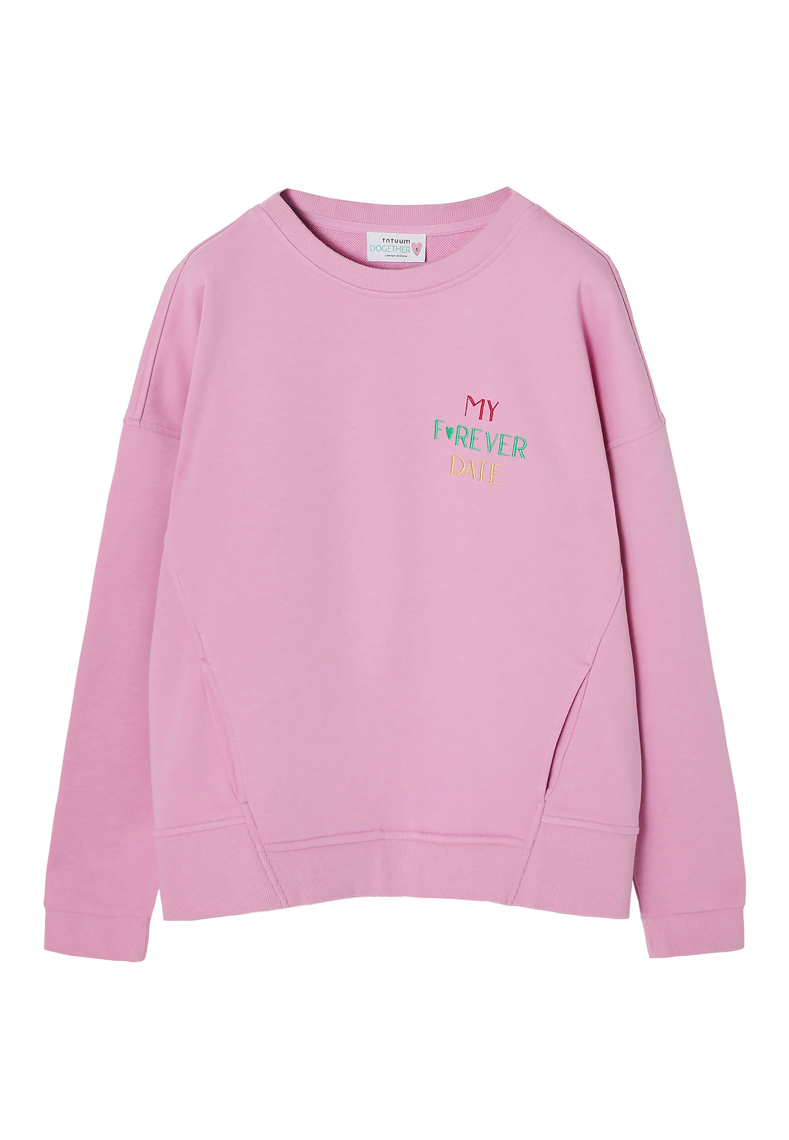 LADIES’ SWEATSHIRT WITH TEXT INSCRIPTION EMBROIDERY - GINGER LADIES’ SWEATSHIRT WITH TEXT INSCRIPTION EMBROIDERY - GINGER PINK 103161