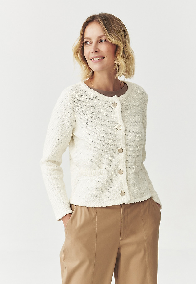 CARDIGAN DIN BUMBAC, CU CROIALĂ TIP CHANEL — SUZY CARDIGAN DIN BUMBAC, CU CROIALĂ TIP CHANEL — SUZY ECRU 2