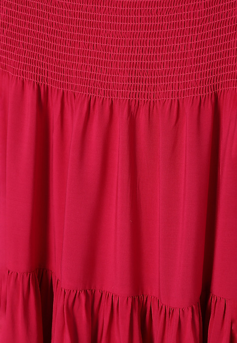 LADIES’ LONG SKIRT WITH A FRILL - EFIA 1 PINK 2