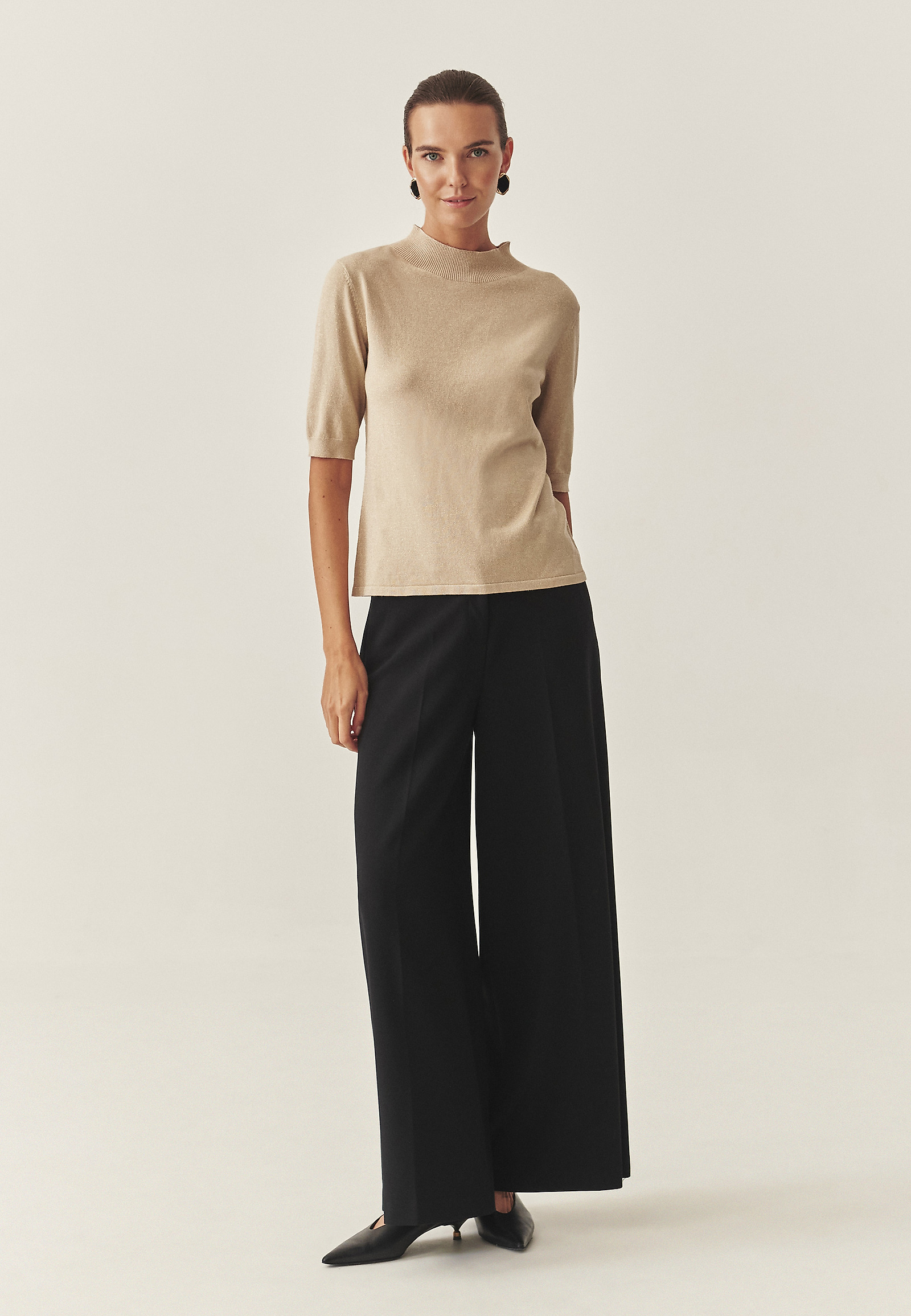 CLASSIC JUMPER WITH METALLIC FIBRE - LULU CLASSIC JUMPER WITH METALLIC FIBRE - LULU BEIGE 118375