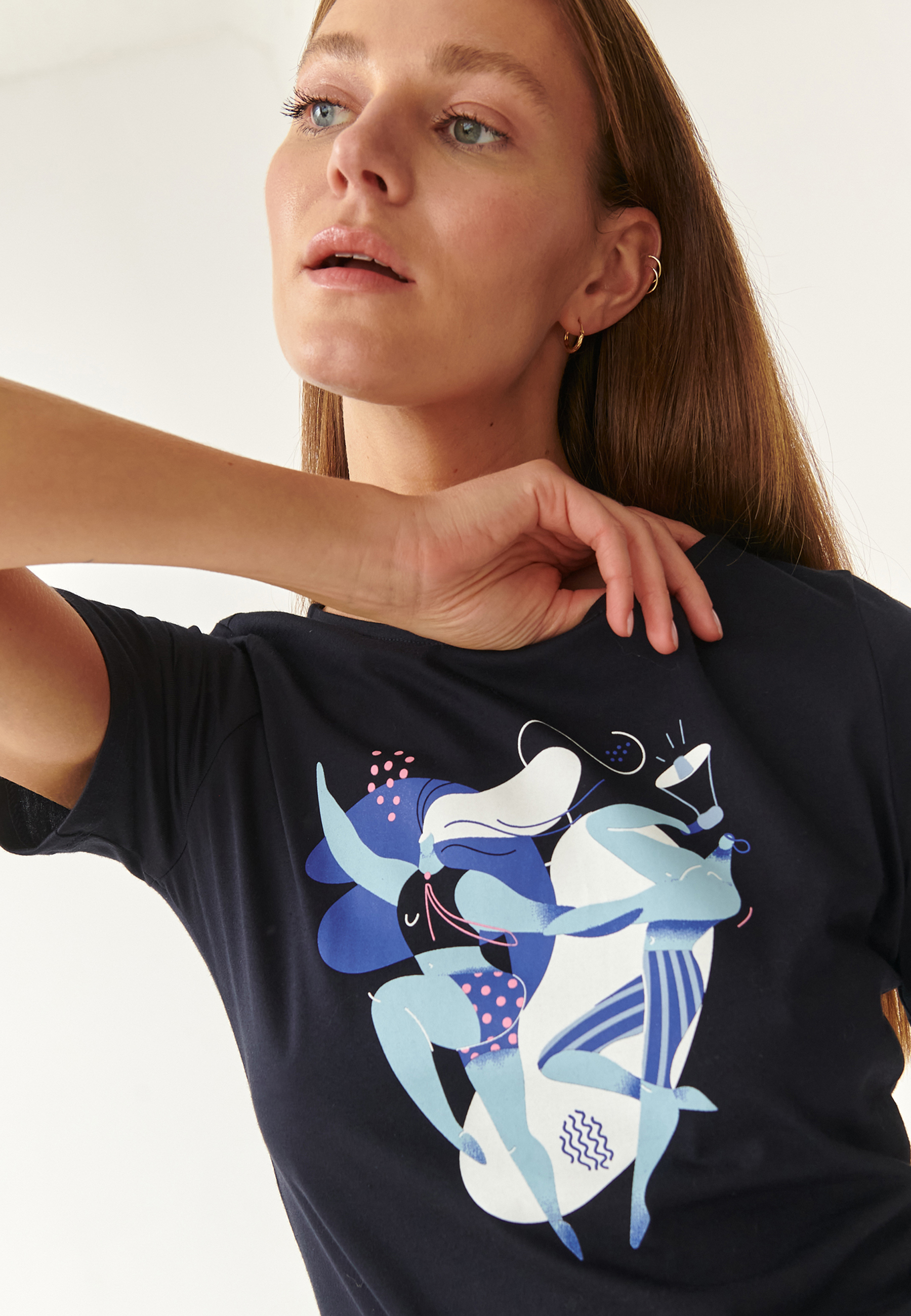 TALIOWANY T-SHIRT DAMSKI MIKAJANA 1 JS GRANATOWY 2