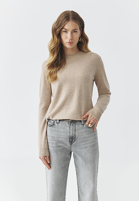 CLASSIC LADIES' HALF TURTLENECK JUMPER — INDI BEIGE 2