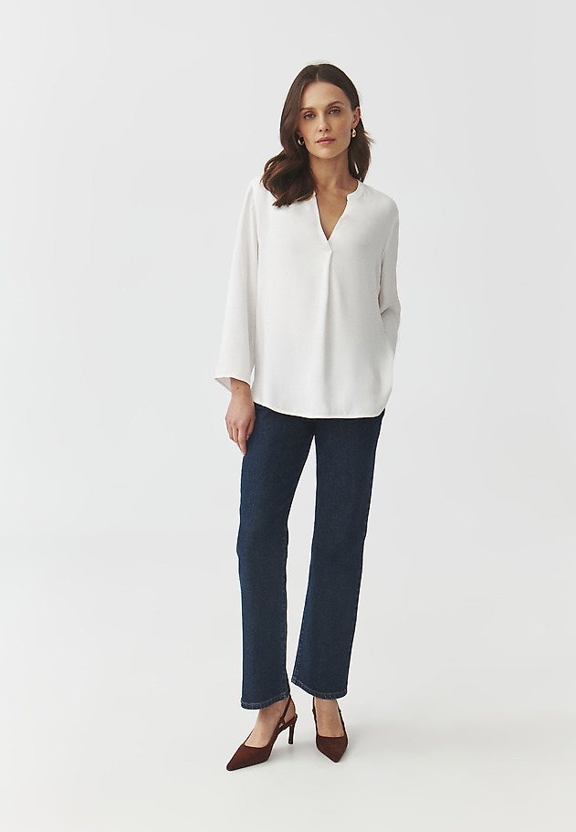 BLUZA IZ VISKOZE Z ZAVIHANIMI ROKAVI - ZAO BLUZA IZ VISKOZE Z ZAVIHANIMI ROKAVI - ZAO ECRU 2