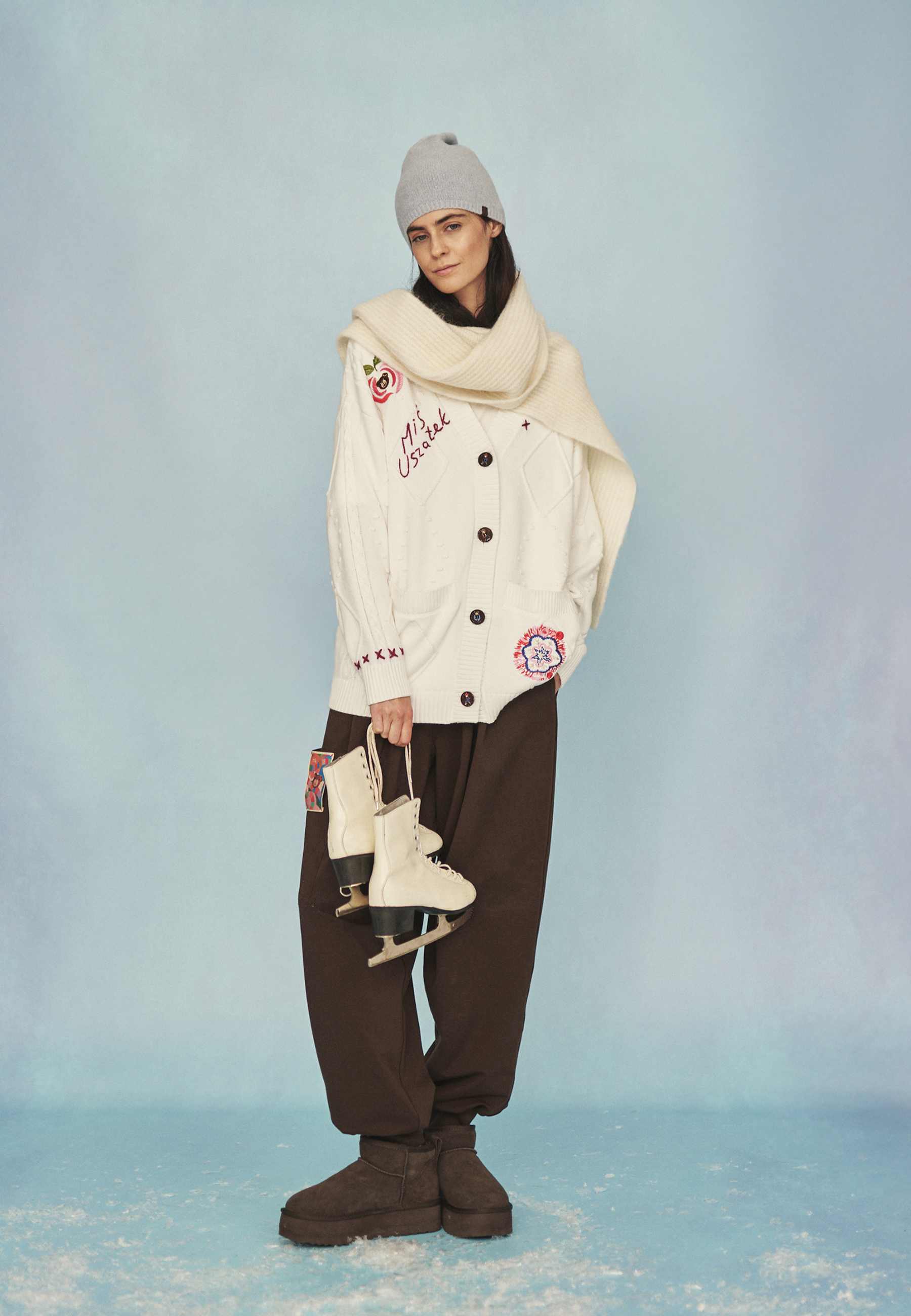 HAFTOWANY KARDIGAN Z BAWEŁNĄ - SLAVA BEŻOWY 2