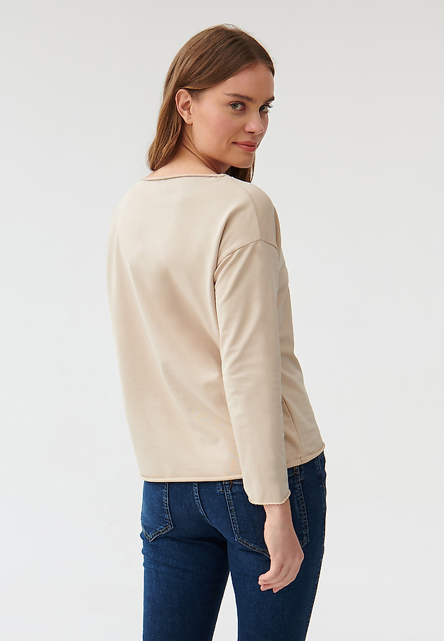 BLUZA DAMSKA OVERSIZOWA MALI BLUZA DAMSKA OVERSIZOWA MALI BEŻOWY 5