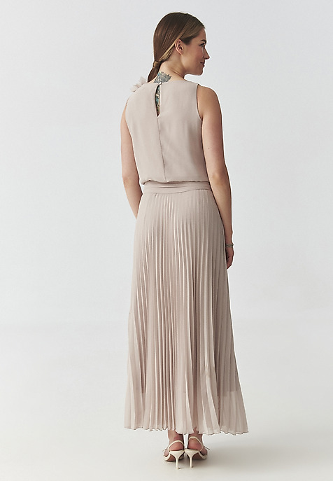 PLISOWANA SUKIENKA MAXI — ROZANI BEŻOWY 2
