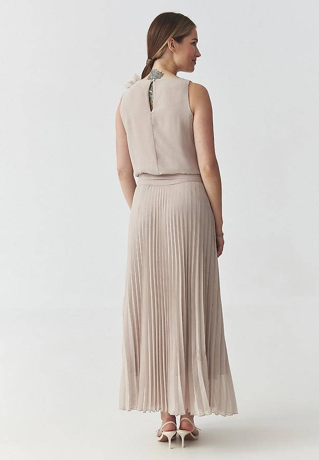 PLEATED MAXI DRESS - ROZANI color BEIGE PLEATED MAXI DRESS - ROZANI color BEIGE