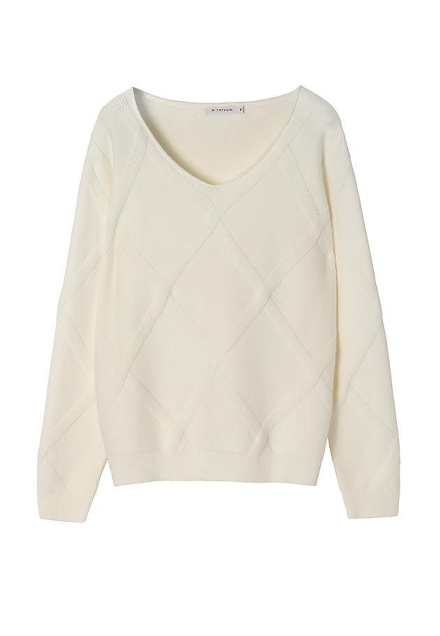 LADIES’ SWEATER WITH DIAMOND PATTERN BUMO LADIES’ SWEATER WITH DIAMOND PATTERN BUMO ECRU 5