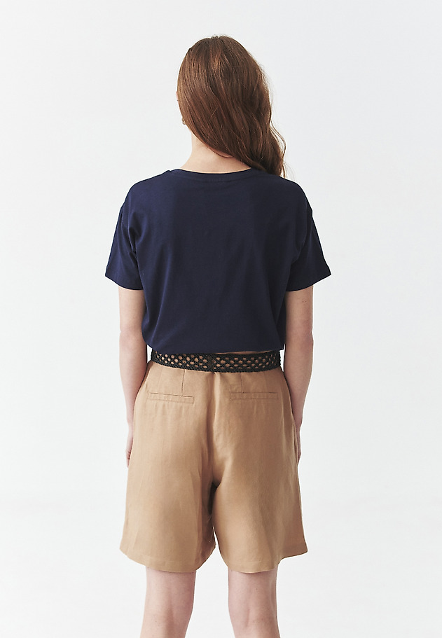 COTTON T-SHIRT WITH EMBROIDERY - MALATI 1 COTTON T-SHIRT WITH EMBROIDERY - MALATI 1 NIEBIESKI 3