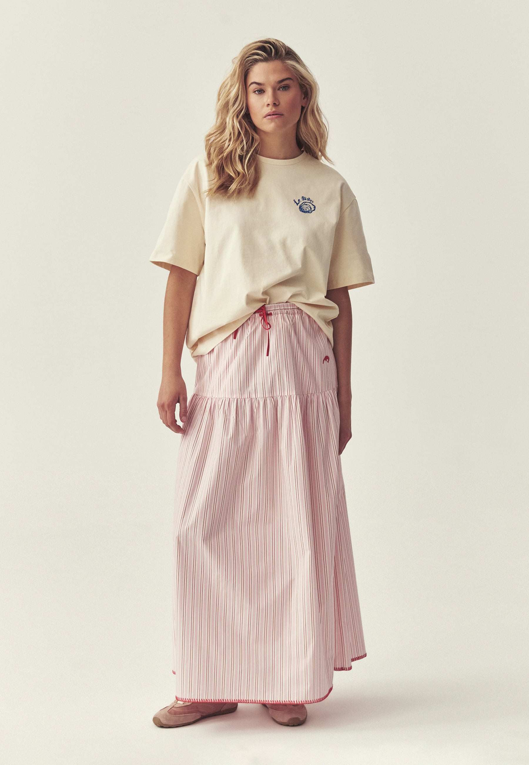 BAWEŁNIANA SPÓDNICA W PASKI - CORI RÓŻOWY 2