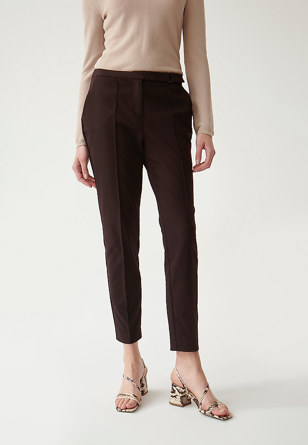LADIES' FABRIC TROUSERS IN A HERRINGBONE PATTERN JAKINA LADIES' FABRIC TROUSERS IN A HERRINGBONE PATTERN JAKINA BROWN 2