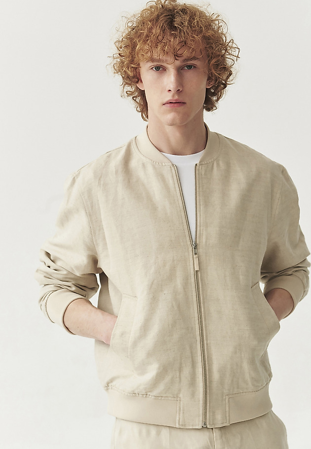 FÉRFI LINEN-PAMUT BOMBER DZSEKI - FORIO FÉRFI LINEN-PAMUT BOMBER DZSEKI - FORIO BÉZS 2