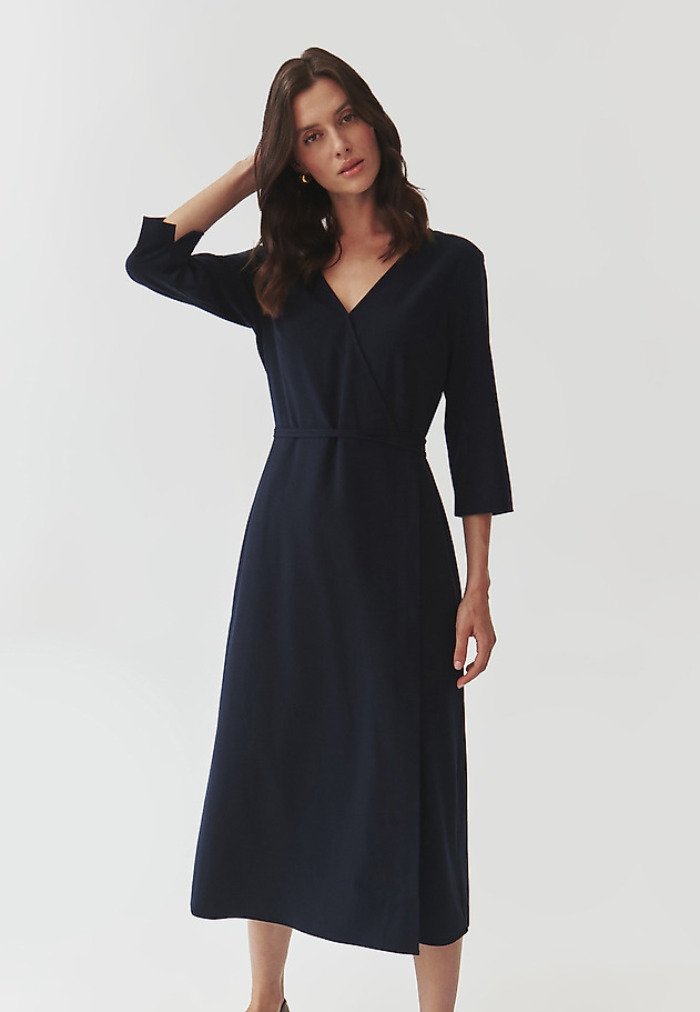 FABRIC DRESS WITH ENVELOPE CUT — ZEREWIANA FABRIC DRESS WITH ENVELOPE CUT — ZEREWIANA GRANATOWY 1