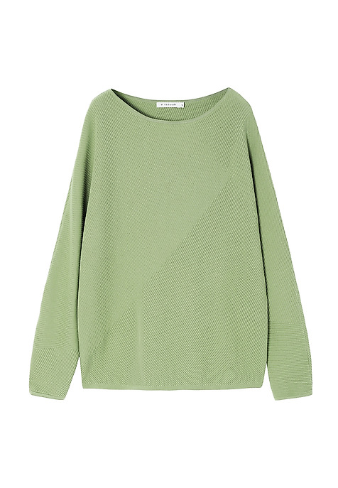 LADIES' STRUCTURED SWEATER WITH A BOAT NECKLINE - PEGGIE GREEN 2