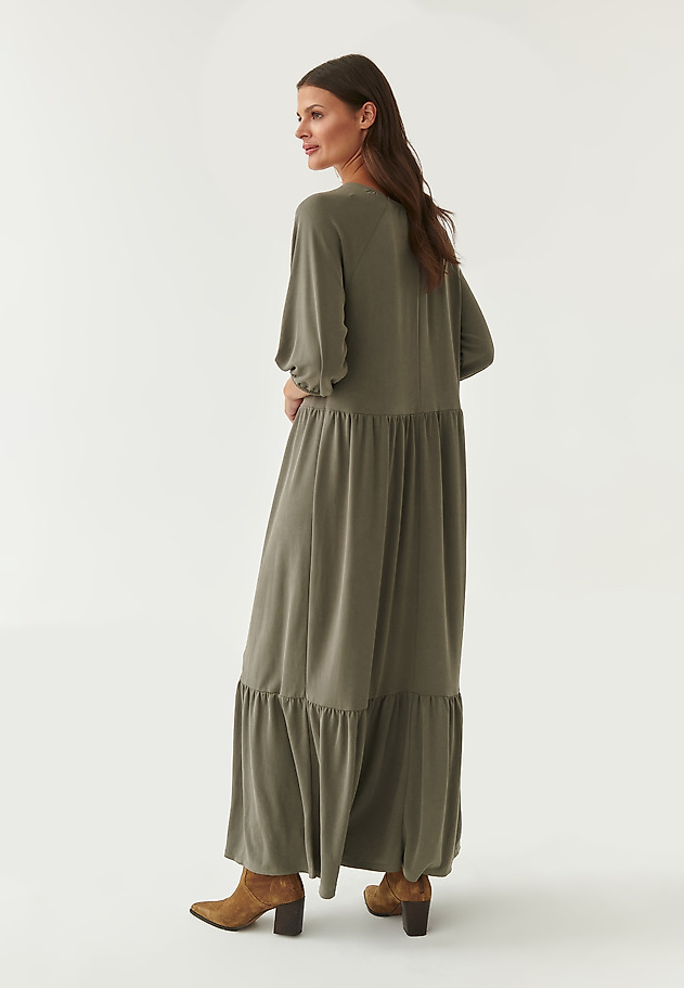 LADIES' MAXI DRESS WITH FRILLS ENWI LADIES' MAXI DRESS WITH FRILLS ENWI KHAKI 2