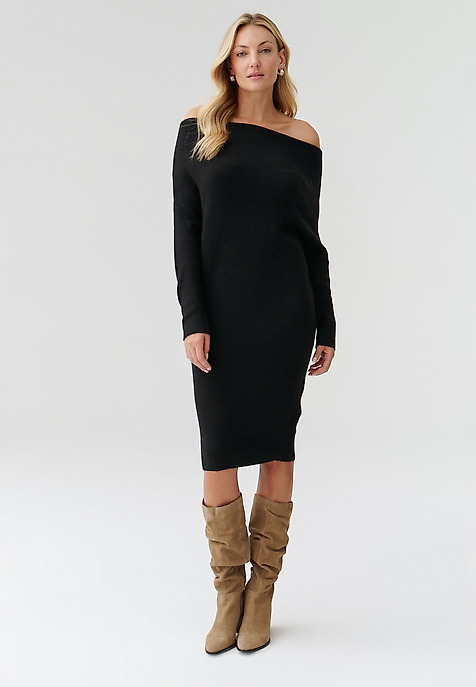 LADIES’ DRESS WITH DECORATIVE NECKLINE AWATI BLACK 2