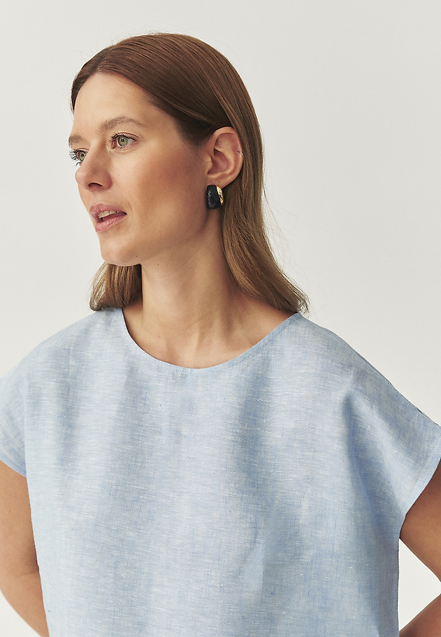 SLEEVELESS LINEN BLOUSE - KRIKO 1 SLEEVELESS LINEN BLOUSE - KRIKO 1 NIEBIESKI 4
