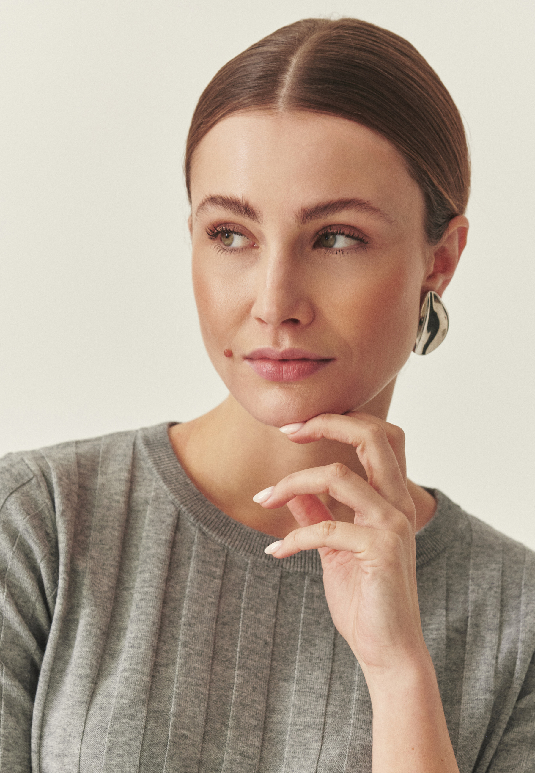 DZIANINOWA BLUZKA Z WEŁNĄ - AKUZ SZARY 2