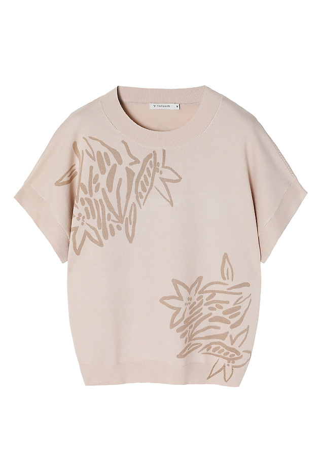 WZORZYSTY SWETER DAMSKI Z KRÓTKIM KIMONOWYM RĘKAWEM - LIMIKO 1 WZORZYSTY SWETER DAMSKI Z KRÓTKIM KIMONOWYM RĘKAWEM - LIMIKO 1 BEŻOWY 6