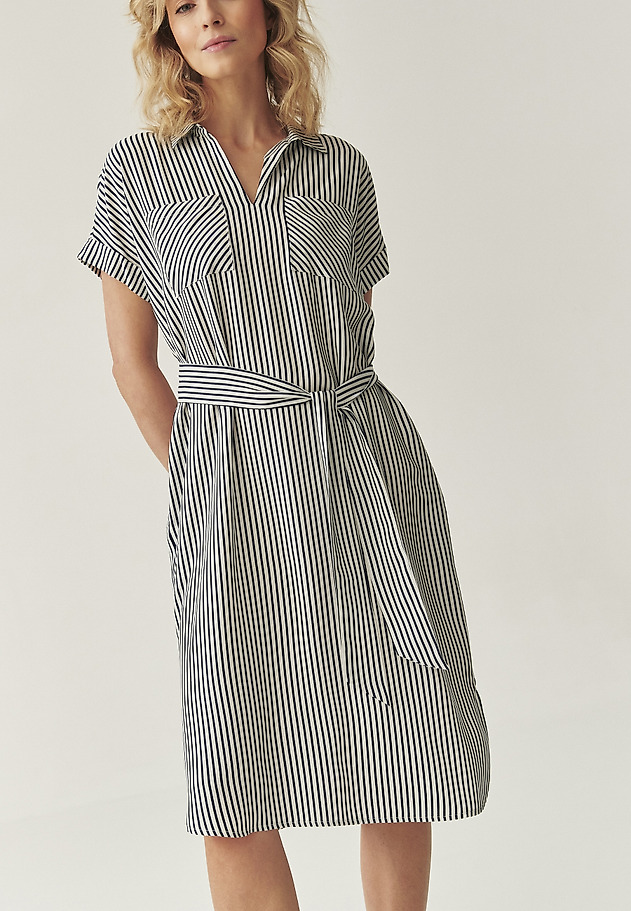 STRIPED VISCOSE DRESS - IKALA STRIPED VISCOSE DRESS - IKALA GRANATOWY 2