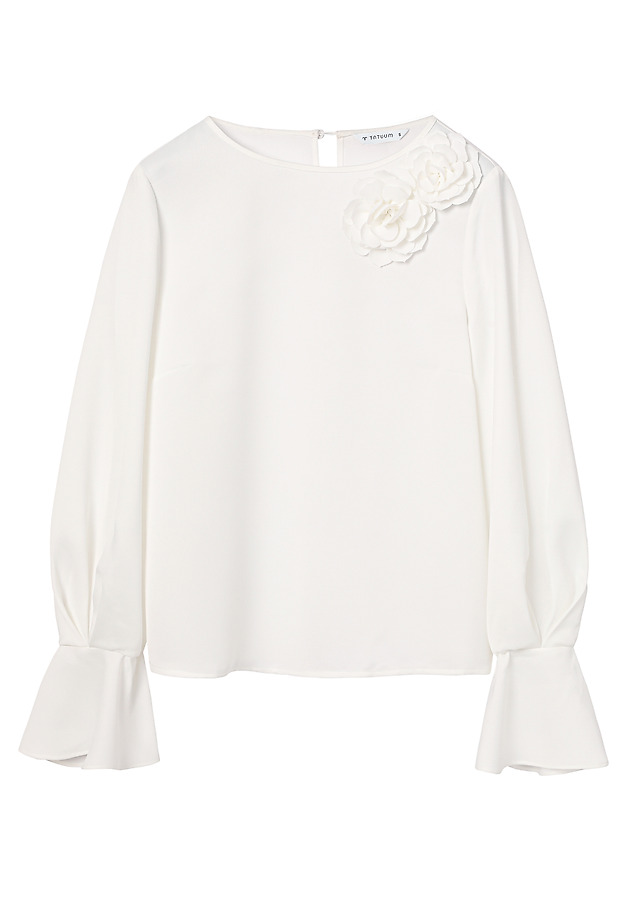 WOVEN BLOUSE WITH FLORAL DECORATION - AURELIS WOVEN BLOUSE WITH FLORAL DECORATION - AURELIS ECRU 6