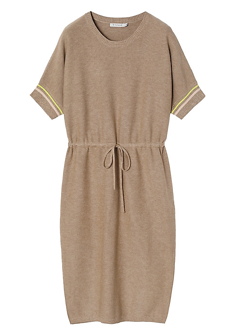 SUKIENKA DZIANINOWA Z OZDOBNYM ŚCIĄGACZEM NA MANKIECIE - PAM BEŻOWY 2