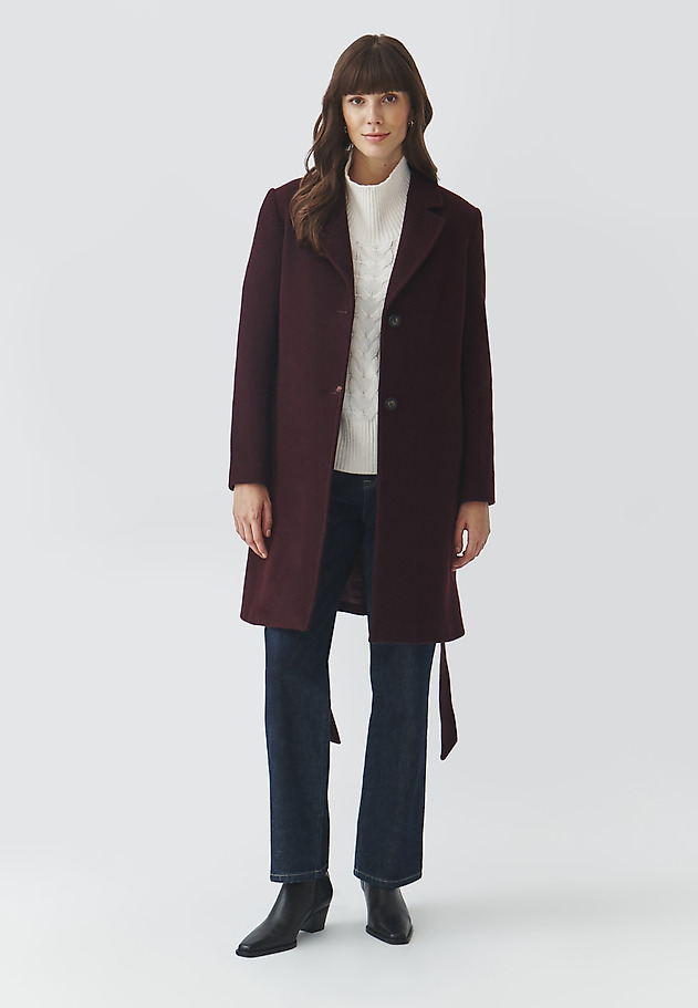 LADIES' FABRIC COAT WITH BELT — NITIKA LADIES' FABRIC COAT WITH BELT — NITIKA FIOLETOWY 2
