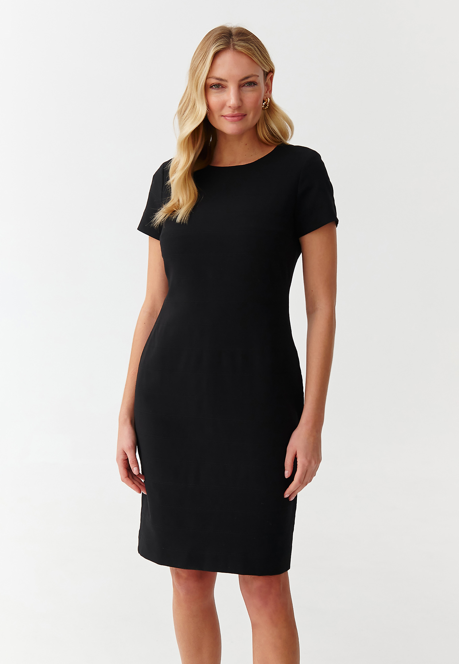 LADIES' PENCIL DRESS WITH SHORT SLEEVES - HIPIKO color BLACK LADIES' PENCIL DRESS WITH SHORT SLEEVES - HIPIKO color BLACK