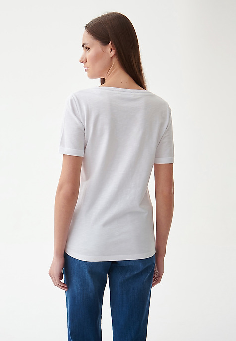 TRICOU DE DAMĂ, CU BUZUNAR MIC MIMI ALB 2