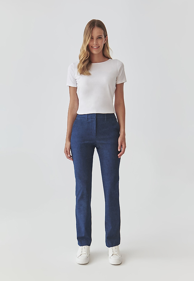LADIES’ SUIT TROUSERS MADE FROM MELANGE FABRIC - LANKA 2 LADIES’ SUIT TROUSERS MADE FROM MELANGE FABRIC - LANKA 2 NIEBIESKI 4