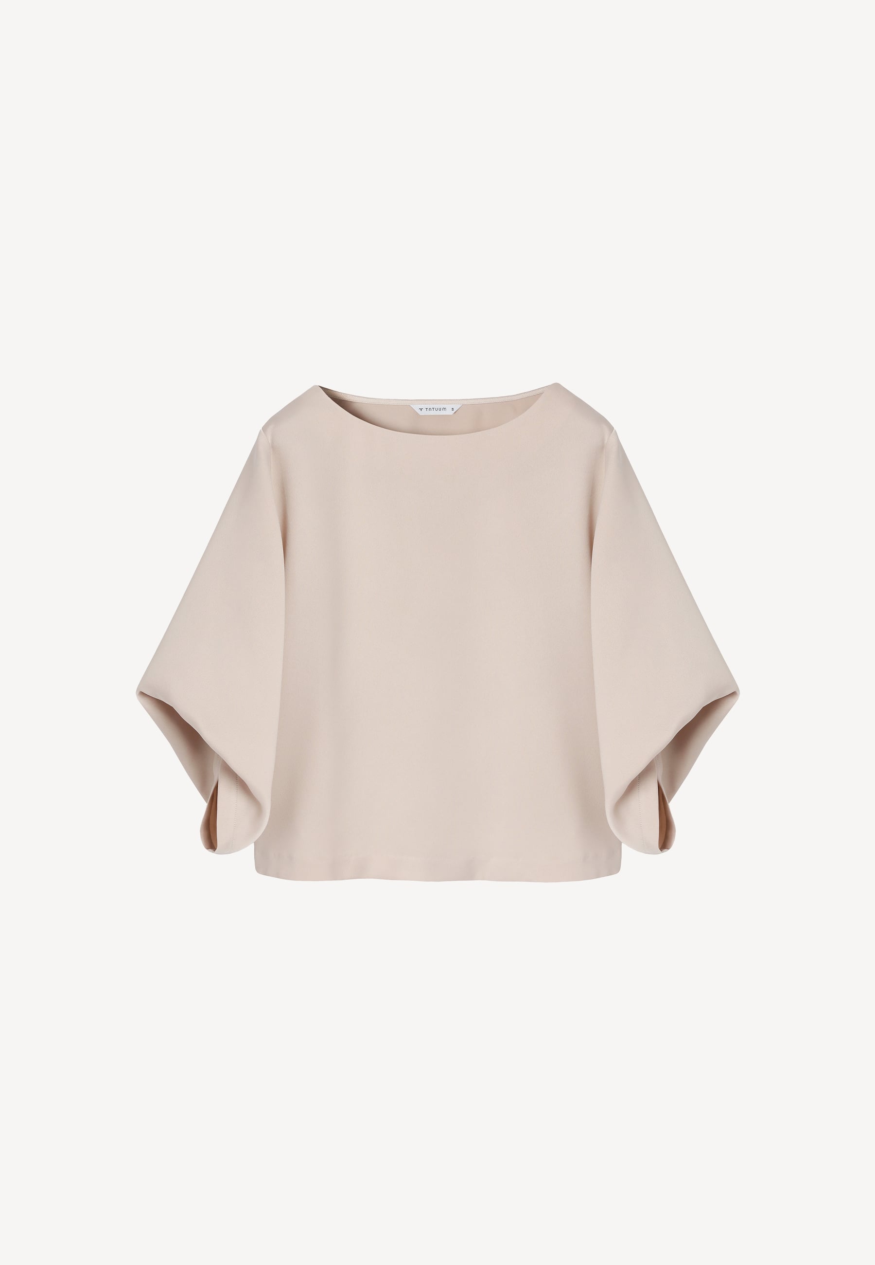 SATYNOWA BLUZKA Z SZEROKIM RĘKAWEM - LAMA 1 BEŻOWY 2