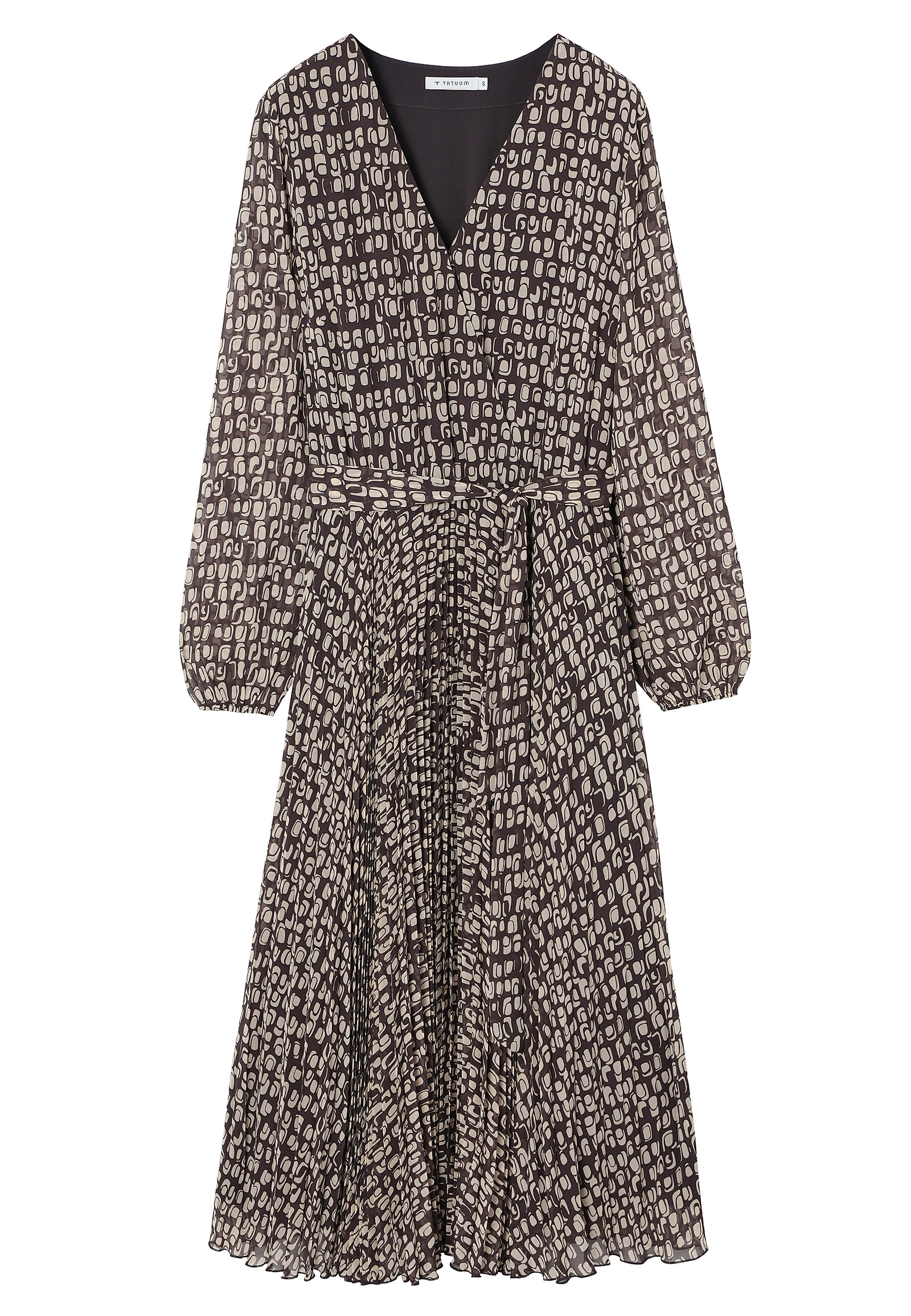 PLEATED DRESS WITH ORIGINAL DESIGN - IDA PLEATED DRESS WITH ORIGINAL DESIGN - IDA BROWN 116609