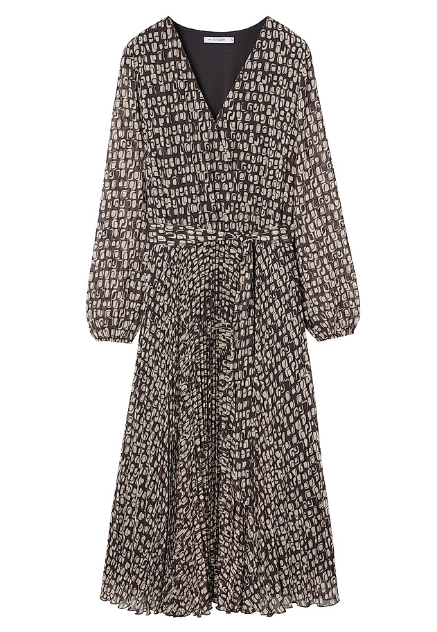 PLEATED DRESS WITH ORIGINAL DESIGN - IDA PLEATED DRESS WITH ORIGINAL DESIGN - IDA BROWN 7
