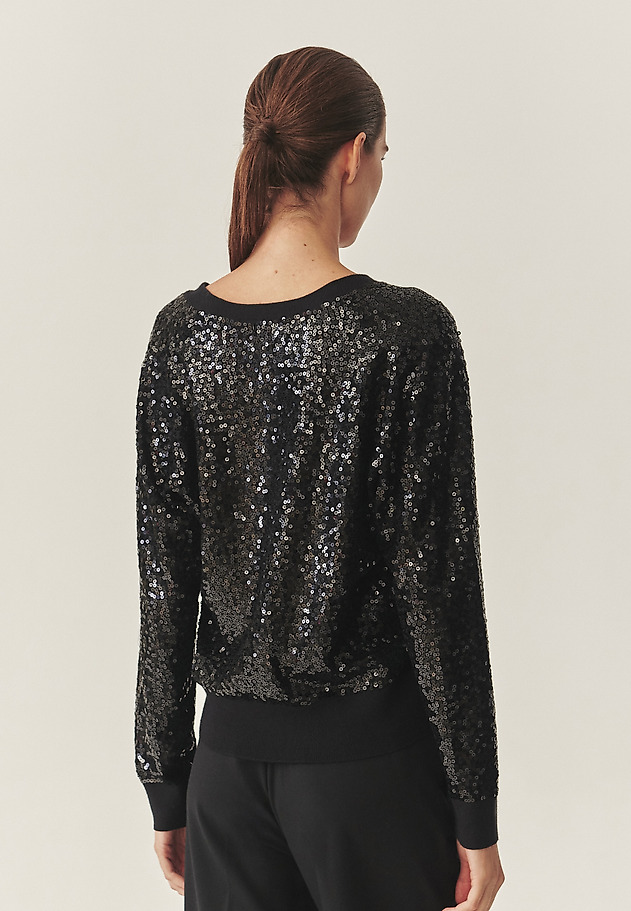 SEQUINED CARDIGAN WITH V-NECK -GLOSS SEQUINED CARDIGAN WITH V-NECK -GLOSS BLACK 3