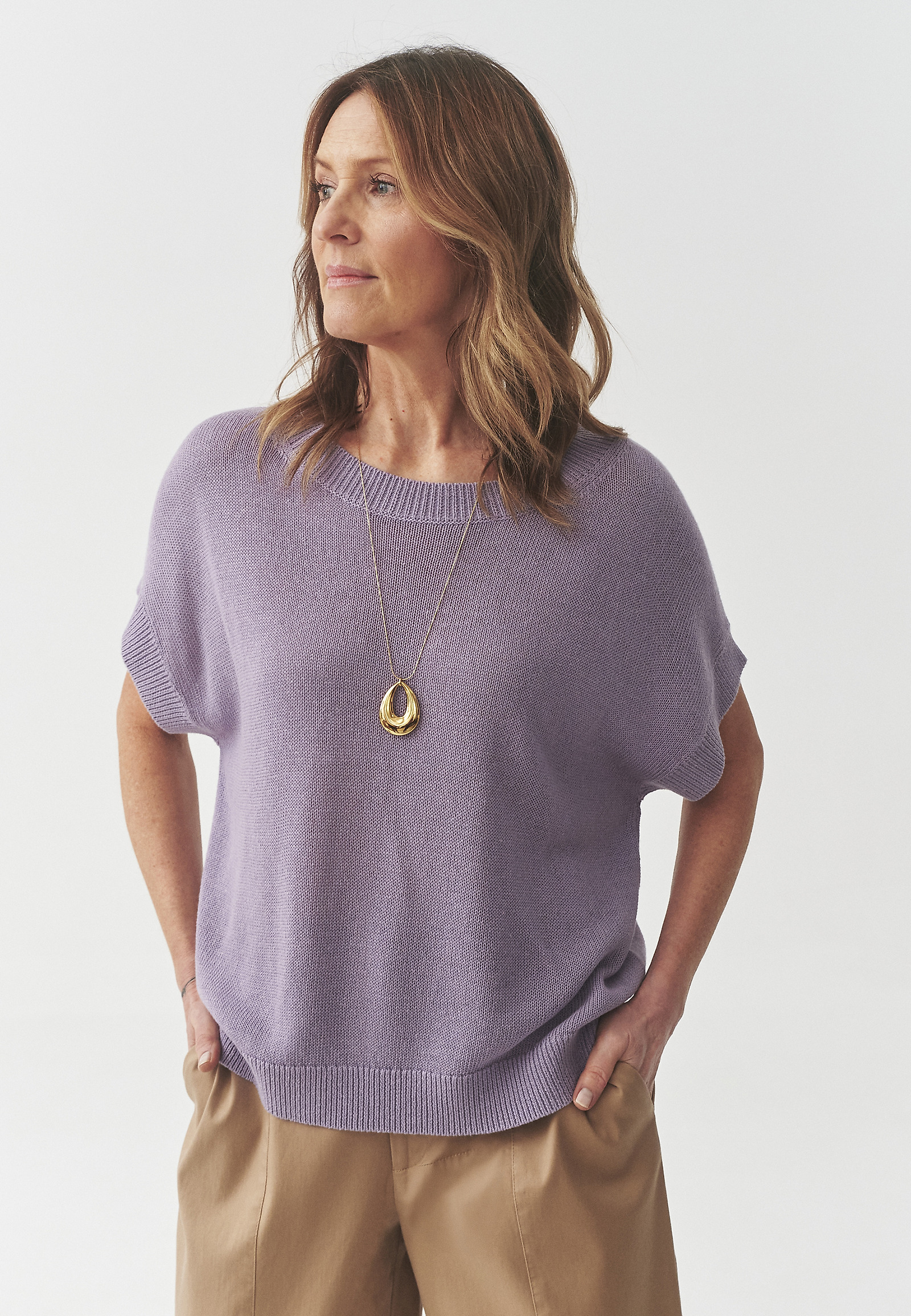 LOOSE JUMPER WITH LYOCELL AND LINEN — LIMI LOOSE JUMPER WITH LYOCELL AND LINEN — LIMI PURPLE 105700
