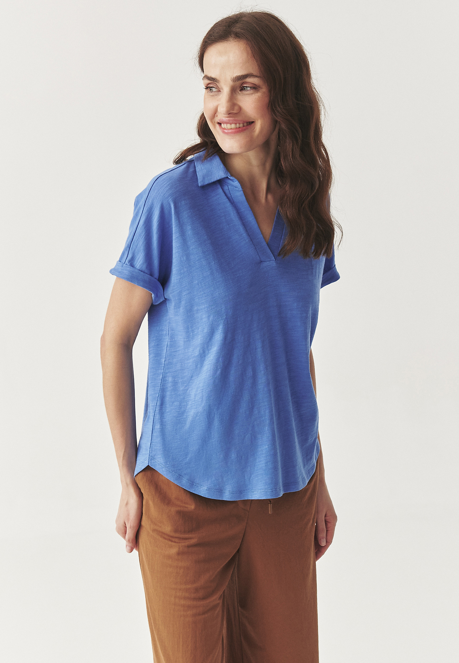 PLETENA BLUZA S POLO REZOM - AMBRA PLETENA BLUZA S POLO REZOM - AMBRA MODRA 112527