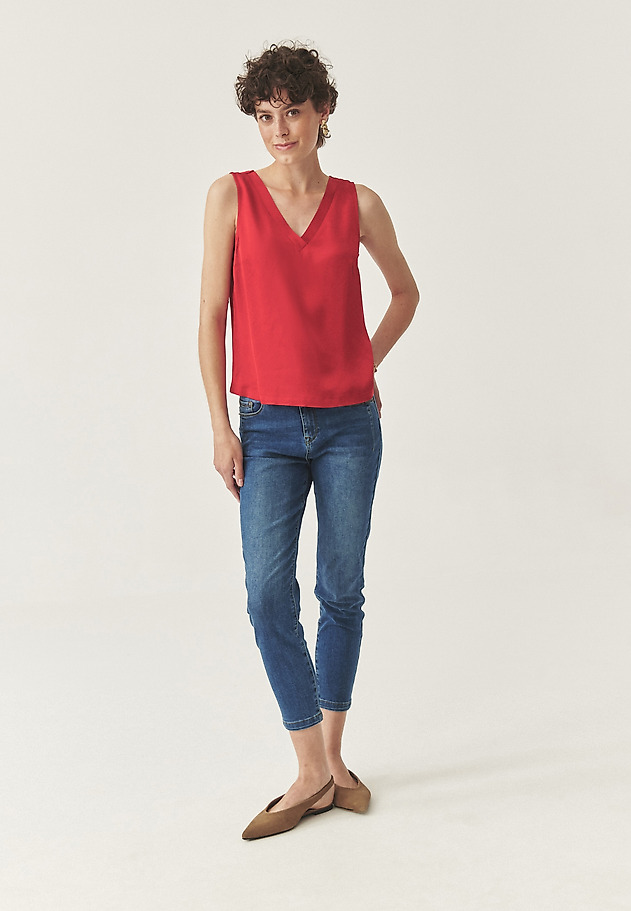 SLEEVELESS SATIN BLOUSE - SENNA SLEEVELESS SATIN BLOUSE - SENNA RED 5