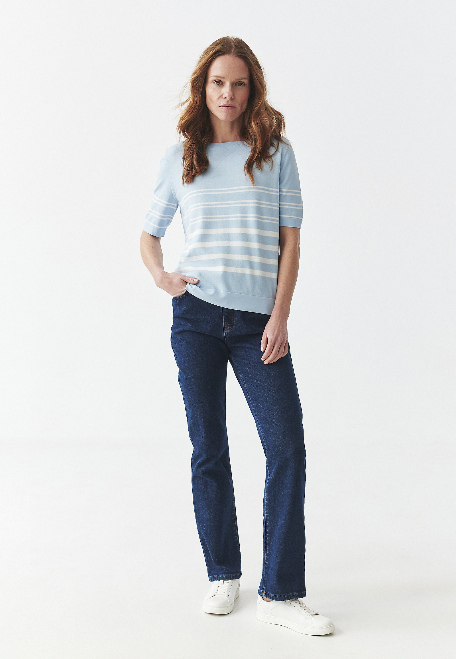 STRIPED BLOUSE — EZRA STRIPED BLOUSE — EZRA BLUE 109303