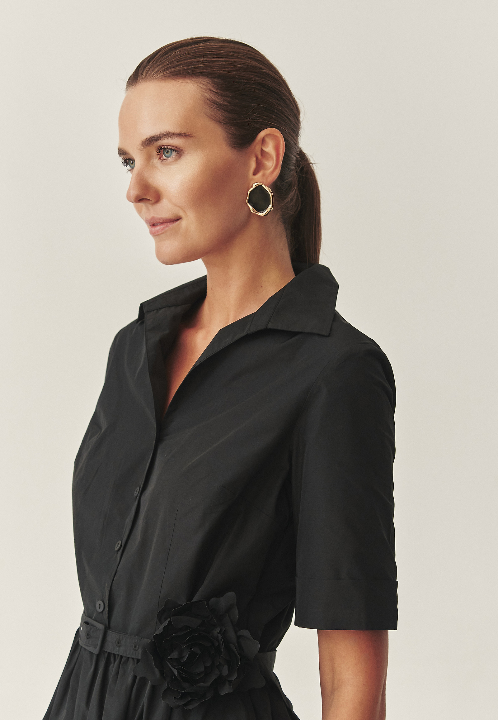 FLARED TAFFETA DRESS - SATIDA FLARED TAFFETA DRESS - SATIDA BLACK 118421