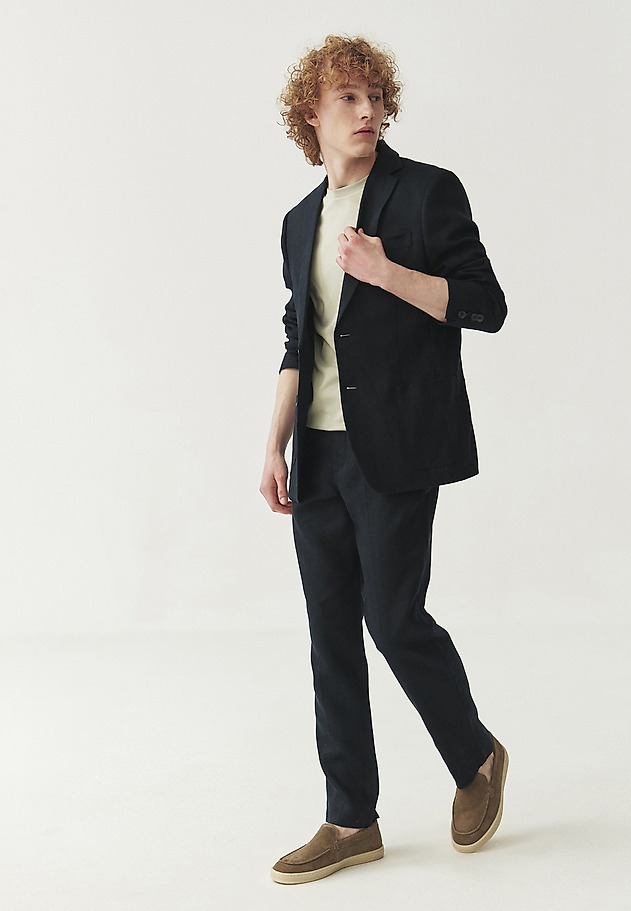 PÁNSKY ĽANOVÝ BLAZER - MATEO PÁNSKY ĽANOVÝ BLAZER - MATEO NÁMORNÍCKA MODRÁ 6