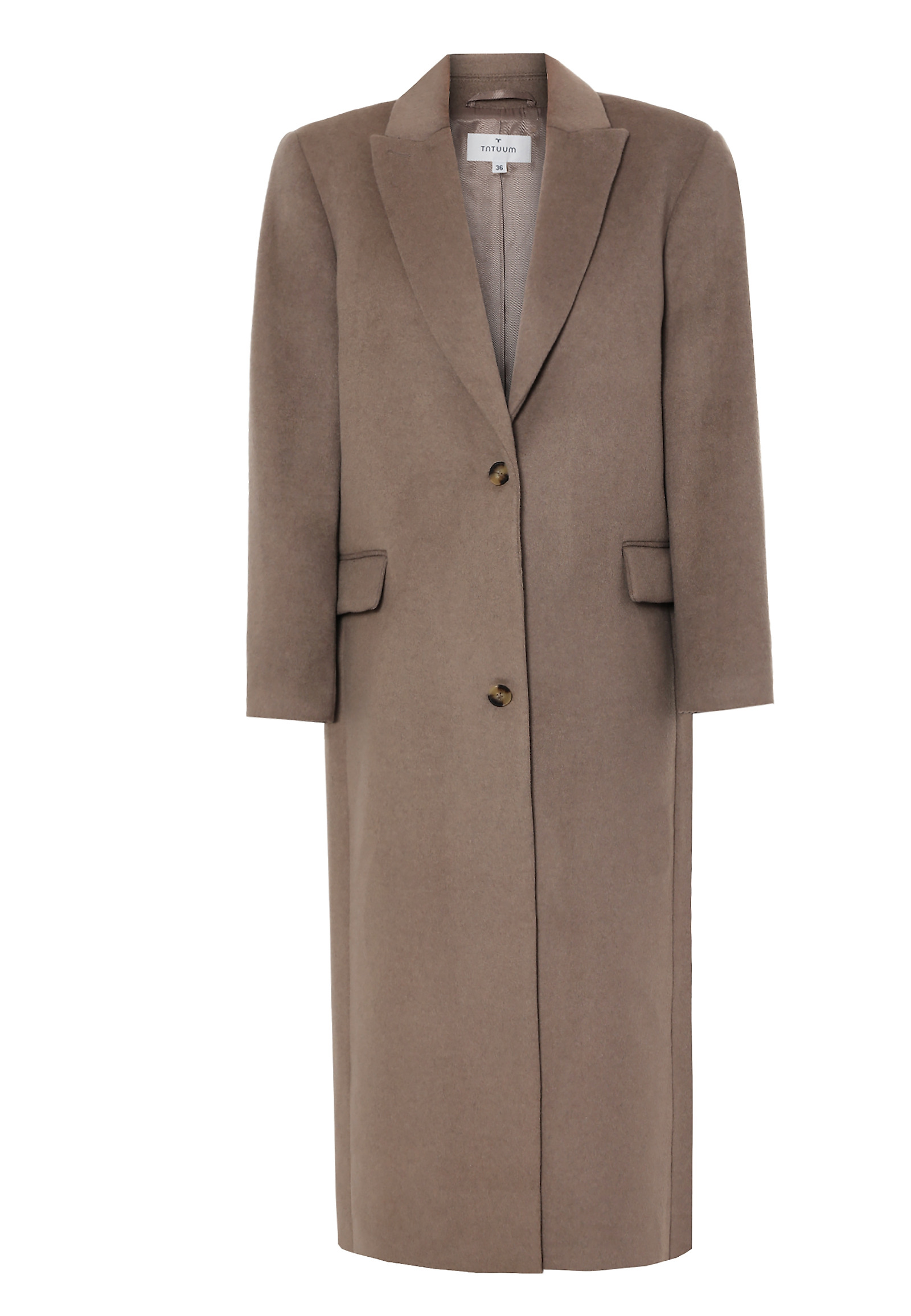 LONG SINGLE-BREASTED LADIES’ COAT WITH SPACIOUS POCKETS - MAWE LONG SINGLE-BREASTED LADIES’ COAT WITH SPACIOUS POCKETS - MAWE BEIGE 103790