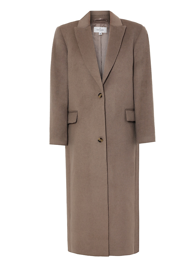 LONG SINGLE-BREASTED LADIES’ COAT WITH SPACIOUS POCKETS - MAWE LONG SINGLE-BREASTED LADIES’ COAT WITH SPACIOUS POCKETS - MAWE BEIGE 8
