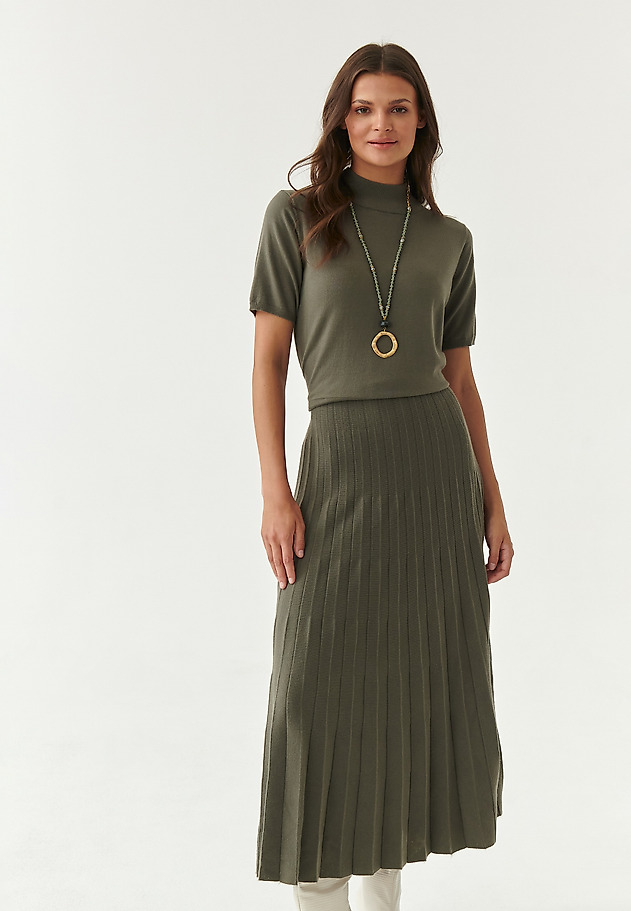 MAXI PLEATED DRESS WITH MOCK TURTLENECK AKSONI MAXI PLEATED DRESS WITH MOCK TURTLENECK AKSONI KHAKI 3