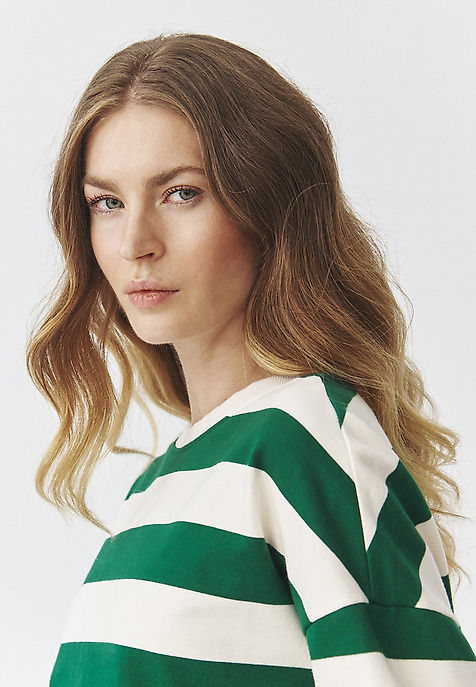 LADIES' CROSS-STRIPED KNITTED SWEATSHIRT — CANDY 1 MULTICOLOR 2