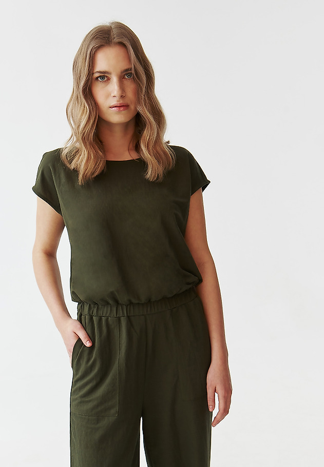 DZIANINOWY KOMBINEZON DAMSKI O SWOBODNYM KROJU - KOMBI DZIANINOWY KOMBINEZON DAMSKI O SWOBODNYM KROJU - KOMBI KHAKI 2