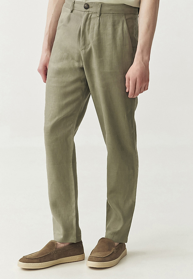 LNIANE SPODNIE MĘSKIE — ELIO LNIANE SPODNIE MĘSKIE — ELIO KHAKI 2