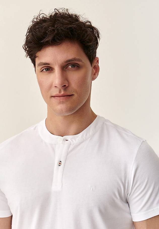 MEN'S POLO SHIRT WITHOUT A COLLAR SIMON 2 MEN'S POLO SHIRT WITHOUT A COLLAR SIMON 2 WHITE 1