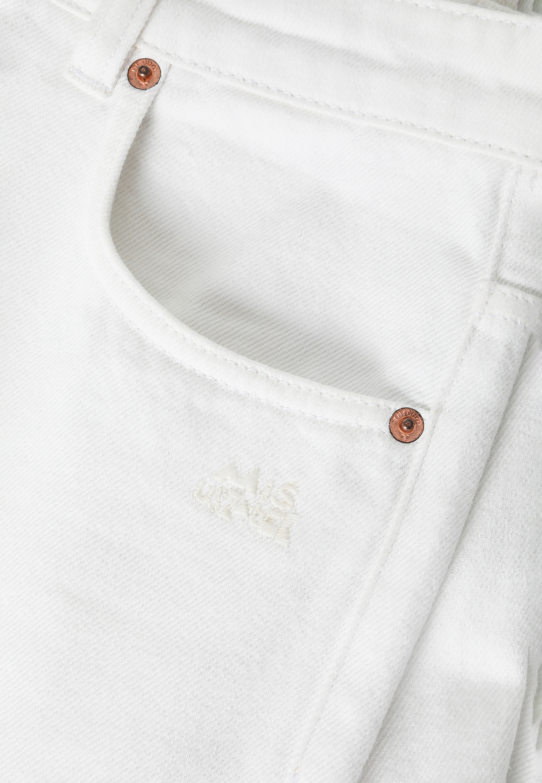 DENIMOWE SPODNIE DAMSKIE BOYFRIEND Z MOTYWEM MISIA USZATKA — MISKO 3 ECRU 2