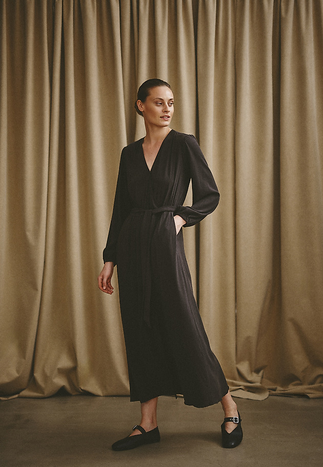FABRIC DRESS WITH LYOCELL - OSIA FABRIC DRESS WITH LYOCELL - OSIA BROWN 1