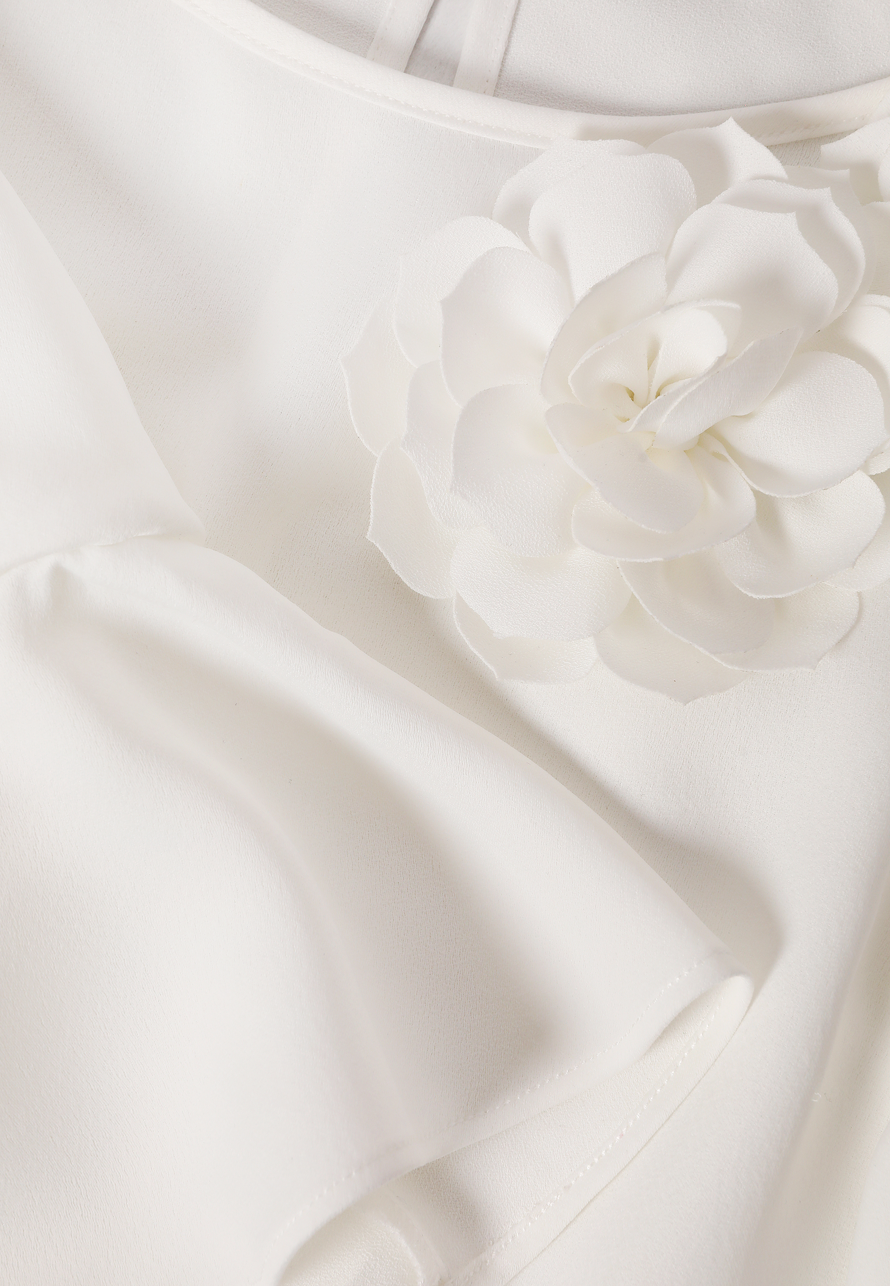 TKANINOWA BLUZKA Z KWIATOWĄ APLIKACJĄ - AURELIS ECRU 2